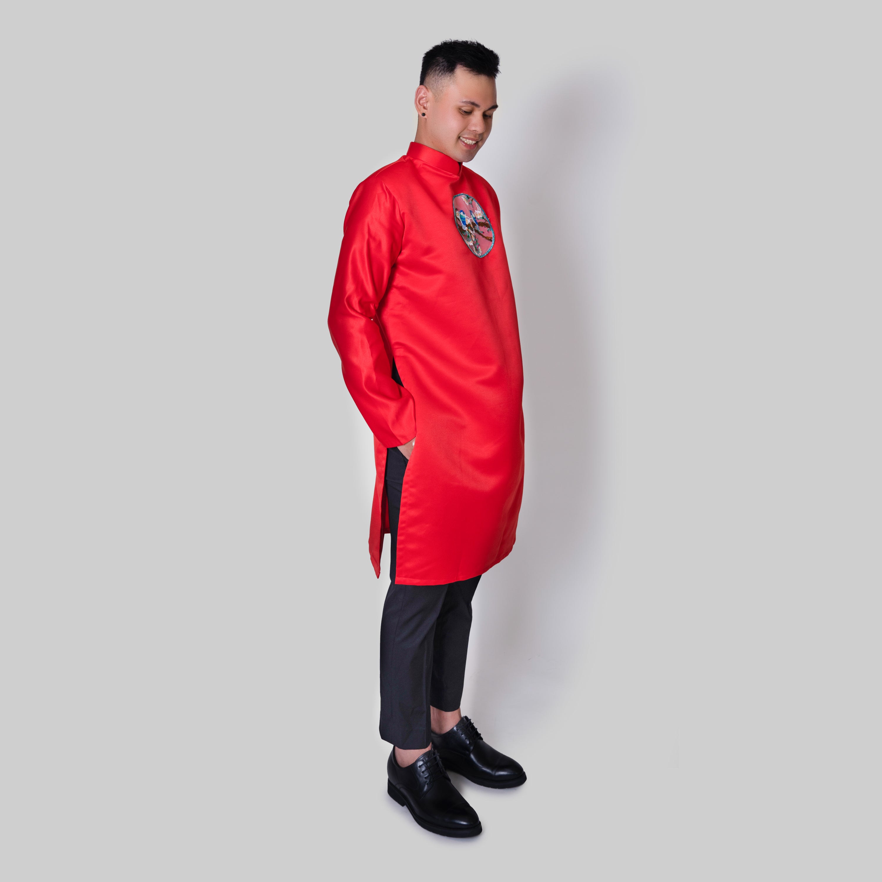 Father's Red Vietnamese Ao Dai Coat ST92